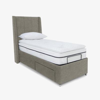 Furniture Village E-Motion Akira Adjustable Divan Base With 2 Drawers with Headboard - Single - Warm Onyx