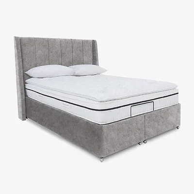 Furniture Village E-Motion Akira Adjustable Ottoman Divan Base with Headboard - King Size - Daytona Silver