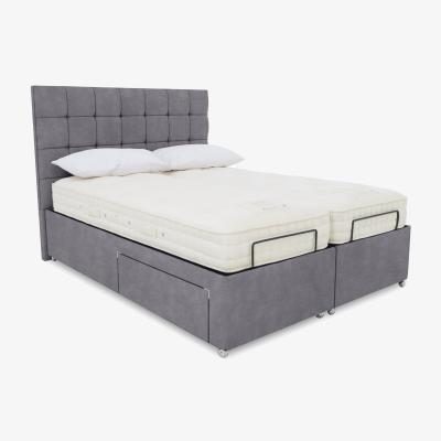 Furniture Village E-Motion Kaito Dual Adjustable Divan Base With 4 Drawers with Headboard - King Size - Aston Steel