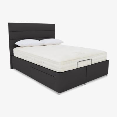 Furniture Village E-Motion Natsu Adjustable Divan Base With 4 Drawers with Headboard - King Size - Seven Anthracite