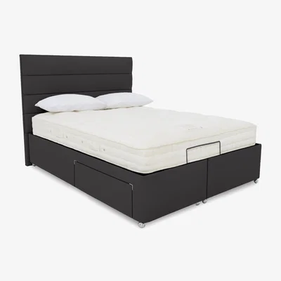 Furniture Village E-Motion Natsu Adjustable Divan Base With 4 Drawers with Headboard - King Size - Seven Anthracite