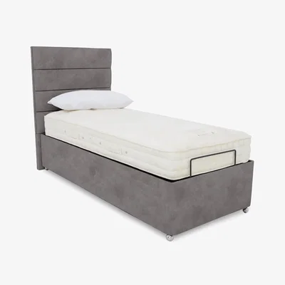 Furniture Village E-Motion Natsu Dual Adjustable Ottoman Divan Base with Massage Function and Headboard - Single - Dapple Sterling
