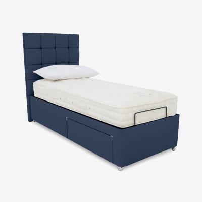 Furniture Village E-Motion Kaito Adjustable Divan Base With 2 Drawers with Headboard - Single - Granite Blue