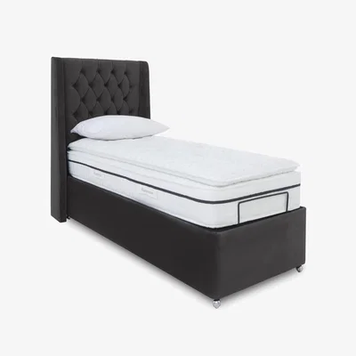Furniture Village E-Motion Zen Adjustable Ottoman Divan Base with Headboard - Single - Seven Anthracite