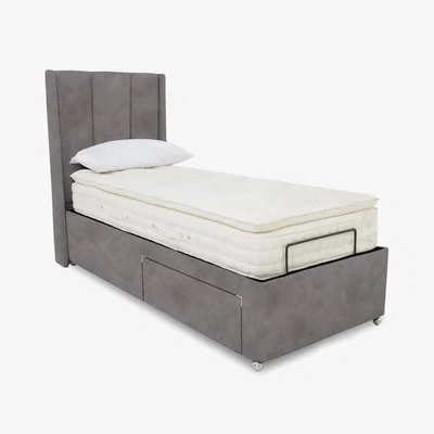 Furniture Village E-Motion Ryo Adjustable Divan Base with Headboard - Single - Dapple Sterling