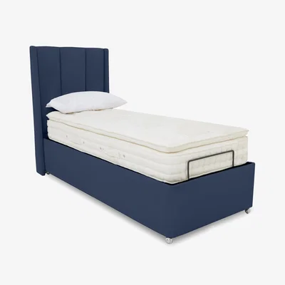 Furniture Village E-Motion Ryo Adjustable Ottoman Divan Base with Headboard - Single - Granite Blue