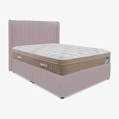Furniture Village Sleep Story - PlushTech Divan Set With 2 Drawer Storage - Small Double - Plush Lilac