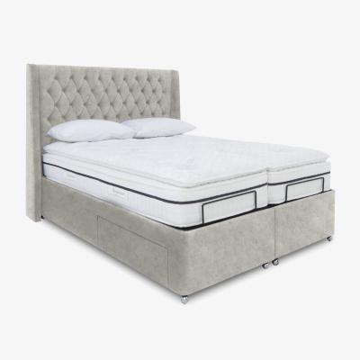 Furniture Village E-Motion Zen Dual Adjustable Divan Base With 2 Drawers with Headboard - Super King - Daytona Stone