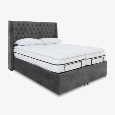 Furniture Village E-Motion Zen Dual Adjustable Divan Base With 2 Drawers with Massage Function and Headboard - King Size - Dapple Mink