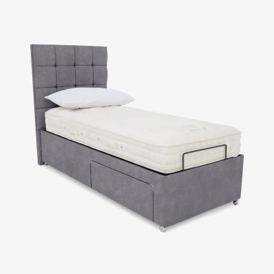 Furniture Village E-Motion Kaito Dual Adjustable Divan Base With 2 Drawers with Massage Function and Headboard - Single - Aston Steel