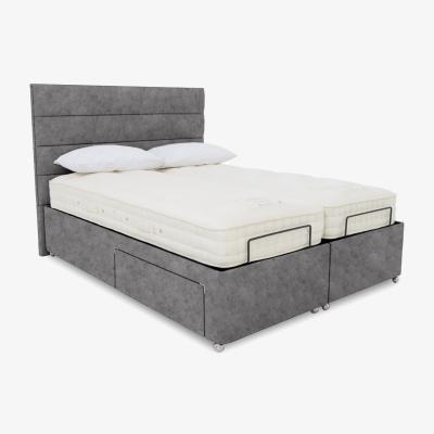 Furniture Village E-Motion Natsu Dual Adjustable Divan Base With 2 Drawers with Headboard - King Size - Daytona Pebble