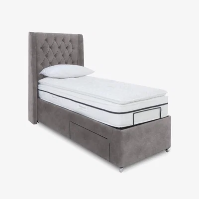 Furniture Village E-Motion Zen Adjustable Divan Base with Headboard - Single - Dapple Sterling