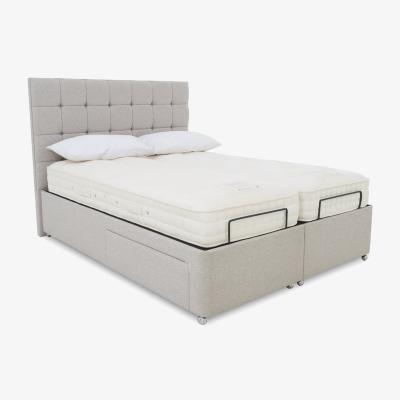 Furniture Village E-Motion Kaito Dual Adjustable Divan Base With 4 Drawers with Headboard - King Size - Shetland Pebble