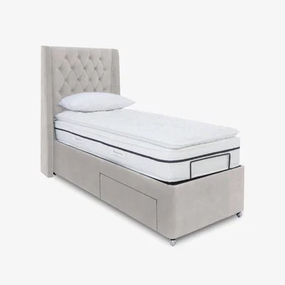 Furniture Village E-Motion Zen Dual Adjustable Divan Base With 2 Drawers with Massage Function and Headboard - Single - Aston Linen