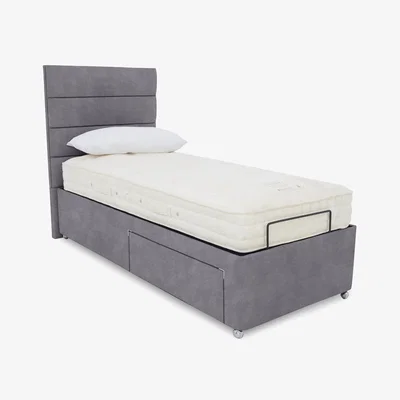 Furniture Village E-Motion Natsu Dual Adjustable Divan Base with Massage Function and Headboard - Single - Aston Steel