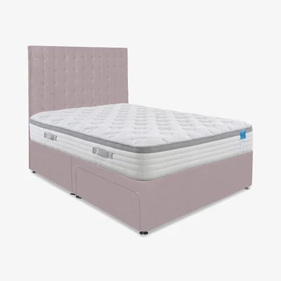 Furniture Village Sleep Story - Hybrid 360 Divan Set With 2 Drawer Storage - Double - Plush Lilac