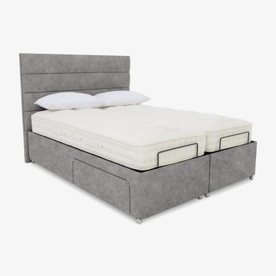 Furniture Village E-Motion Natsu Dual Adjustable Divan Base with Headboard - Super King - Daytona Silver