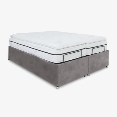 Furniture Village E-Motion Dual Adjustable Ottoman Divan Base with Massage Function - Super King - Dapple Sterling