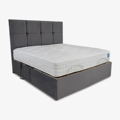 Furniture Village Sleep Story - Natural Comfort Adjustable Soft Divan Set - Small Double - Plush Dark Grey