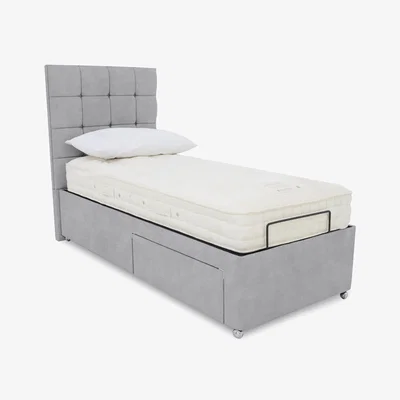 Furniture Village E-Motion Kaito Adjustable Divan Base with Headboard - Single - Aston Silver
