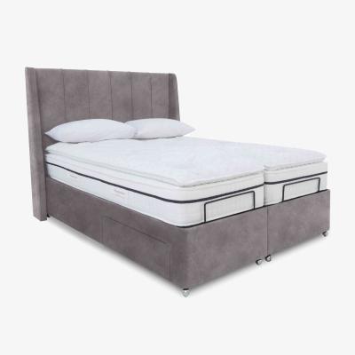 Furniture Village E-Motion Akira Dual Adjustable Divan Base With 2 Drawers with Massage Function and Headboard - King Size - Dapple Sterling