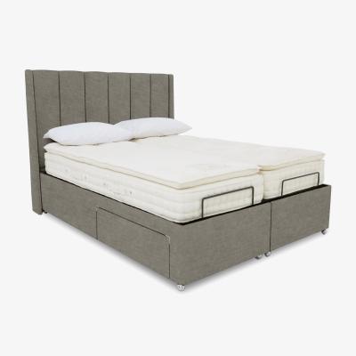 Furniture Village E-Motion Ryo Dual Adjustable Divan Base With 2 Drawers with Massage Function and Headboard - King Size - Warm Onyx