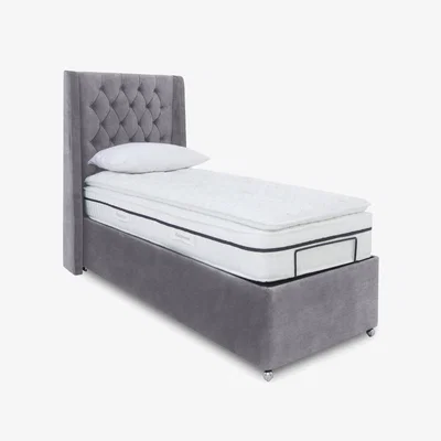 Furniture Village E-Motion Zen Adjustable Ottoman Divan Base with Headboard - Single - Aston Steel