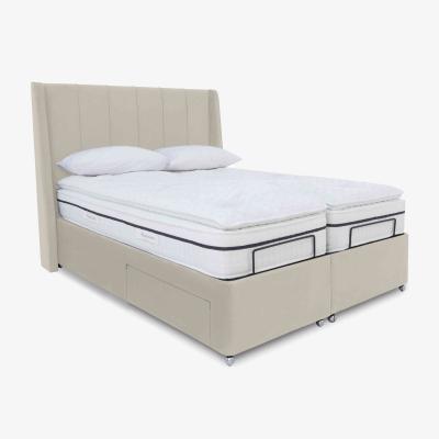 Furniture Village E-Motion Akira Dual Adjustable Divan Base With 2 Drawers with Headboard - King Size - Seven Ivory