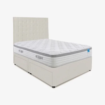 Furniture Village Sleep Story - Hybrid 360 Divan Set With 4 Drawer Storage - Small Double - Plush Ecru