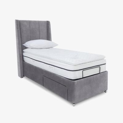 Furniture Village E-Motion Akira Adjustable Divan Base With 2 Drawers with Headboard - Single - Aston Steel