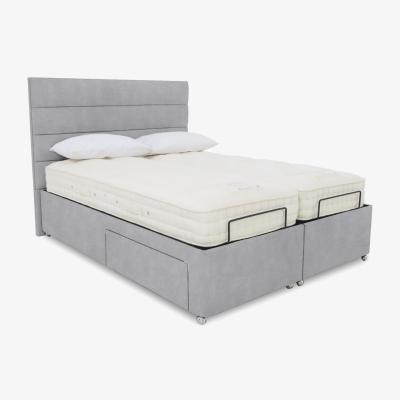 Furniture Village E-Motion Natsu Dual Adjustable Divan Base With 4 Drawers with Headboard - Super King - Aston Silver