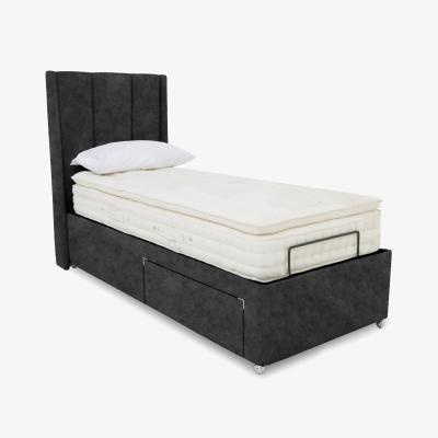 Furniture Village E-Motion Ryo Adjustable Divan Base With 2 Drawers with Headboard - Single - Daytona Coal