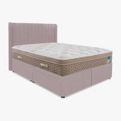 Furniture Village Sleep Story - PlushTech Divan Set With 2 Drawer Storage - Super King - Plush Lilac