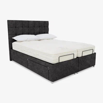 Furniture Village E-Motion Kaito Dual Adjustable Divan Base with Headboard - King Size - Daytona Coal