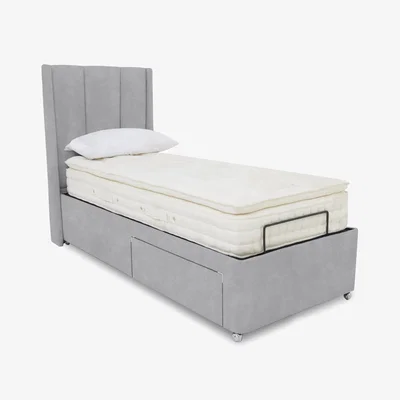 Furniture Village E-Motion Ryo Dual Adjustable Divan Base with Massage Function and Headboard - Single - Aston Silver
