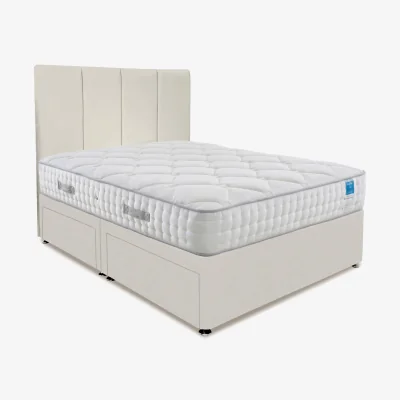 Furniture Village Sleep Story - Memory Luxe Divan Set With 4 Drawer Storage - Double - Plush Ecru