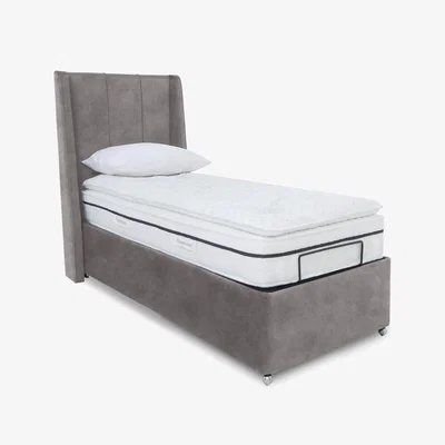 Furniture Village E-Motion Akira Adjustable Ottoman Divan Base with Headboard - Single - Dapple Sterling