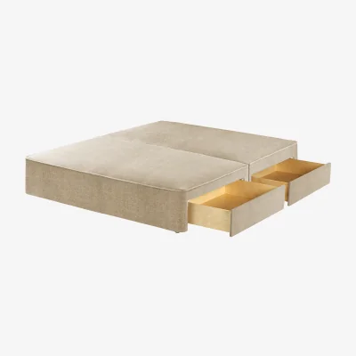 Feather & Black Harrison Spinks Premium Divan Base, Double - Herringbone Cotton, 4 Drawers