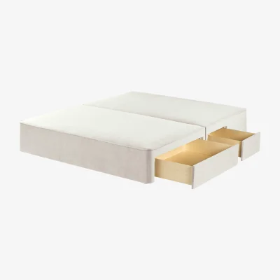 Feather & Black Harrison Spinks Classic Divan Base, Emperor - Greek Islands Chalk, 2 + 2 Continental Drawers