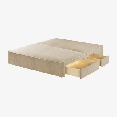 Feather & Black Harrison Spinks Premium Divan Base, King - Herringbone Cotton, 2 + 2 Continental Drawers