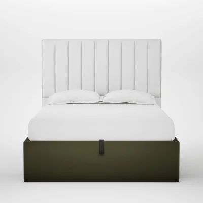 Heal's Heal's Lift Storage Divan Double Smart Cotton Linen Myrtle Natural Feet