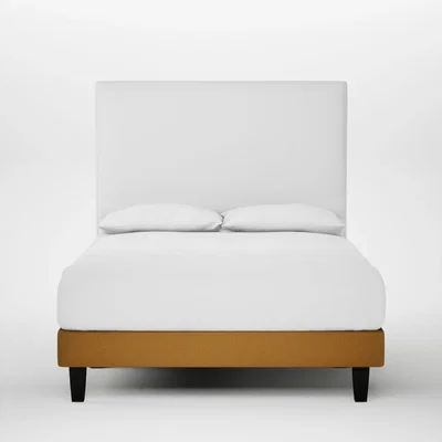 Heal's Heal's Shallow Divan Double Smart Cotton Linen Sahara Dark Solid Wood Feet