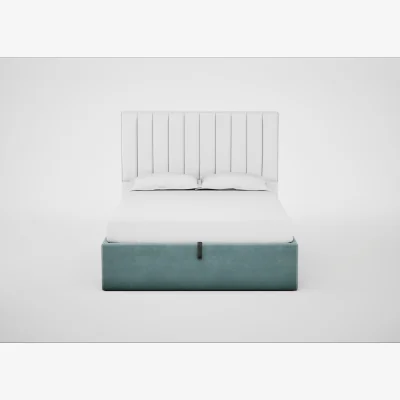 Heal's Heal's Lift Storage Divan King Smart Luxe Velvet Mineral Blue Black Feet