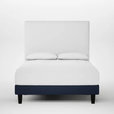 Heal's Heal's Shallow Divan Double Smart Cotton Linen Indigo Dark Solid Wood Feet