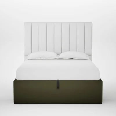 Heal's Heal's Lift Storage Divan Double Smart Cotton Linen Myrtle Black Feet