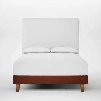 Heal's Heal's Shallow Divan Double Smart Cotton Linen Rust Light Soild Wood Feet