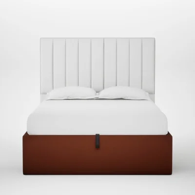Heal's Heal's Lift Storage Divan Double Smart Cotton Linen Rust Black Feet