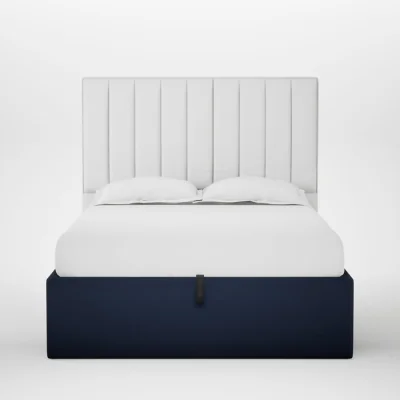 Heal's Heal's Lift Storage Divan Double Smart Cotton Linen Indigo Natural Feet