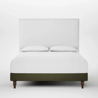 Heal's Heal's Shallow Divan King Smart Cotton Linen Myrtle Light Turned Feet