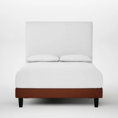 Heal's Heal's Shallow Divan Double Smart Cotton Linen Rust Dark Solid Wood Feet